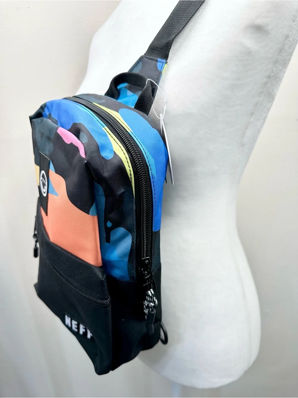 Neff Covershot Sling Bag, Black Neon Camo Backpack Unisex Daypack NWT